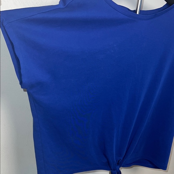 Chico's Royal Blue Short Sleeve Top with Tie - Picture 4 of 7